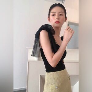 NWT Zara Tulle Tie Sleeve Cropped  Top S